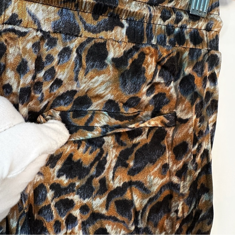 The Kooples Abstract Animal Print Side Snap Track Pants Leopard Brown - Picture 9 of 11